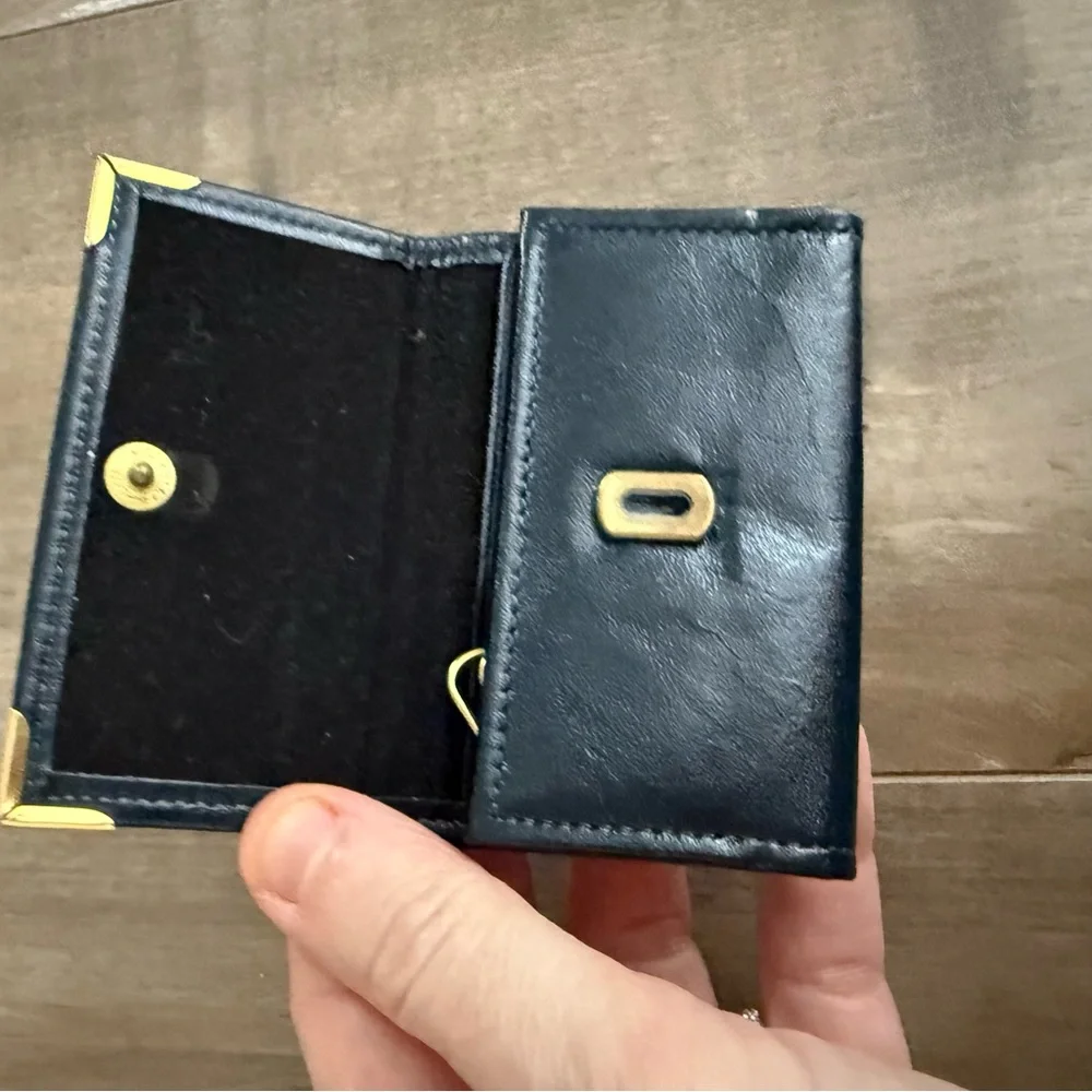 Vintage Princess Gardner Key Pouch Full Grain Cowhide Navy‎ Blue Gold Papers